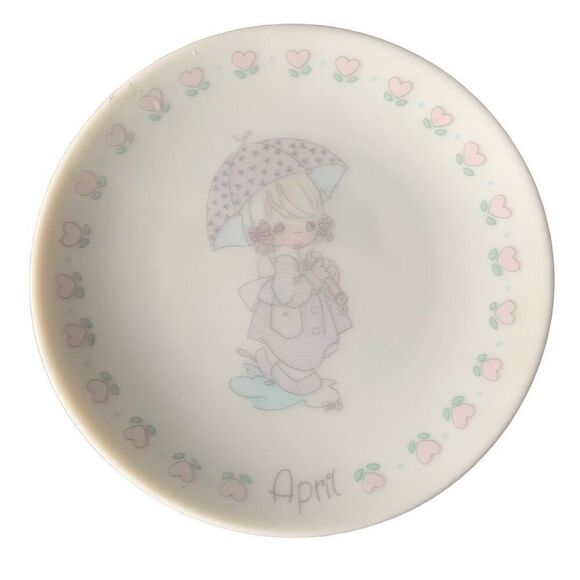 Vintage 1989 Enesco Precious Moments Plate April #65013 Classic Style Display - Picture 6 of 9